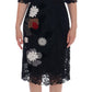 Elegant Black Floral Lace Embroidered Sheath Dress