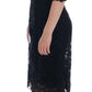 Elegant Black Floral Lace Embroidered Sheath Dress