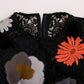 Elegant Black Floral Lace Embroidered Sheath Dress