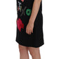 Black Crystal-Embellished Stretch Mini Dress