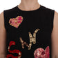 Black Crystal-Embellished Stretch Mini Dress