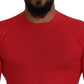 Red Wool Long Sleeves Crewneck Pullover Sweater