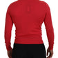 Red Wool Long Sleeves Crewneck Pullover Sweater