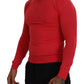Red Wool Long Sleeves Crewneck Pullover Sweater