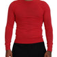 Red Wool Long Sleeves Crewneck Pullover Sweater