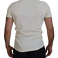 Off White Cotton Short Sleeves V-neck T-shirt