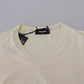 Off White Cotton Short Sleeves V-neck T-shirt