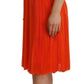 Multicolor Silk Sleeveless Pleated Knee Length Dress