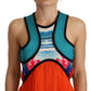 Multicolor Silk Sleeveless Pleated Knee Length Dress