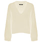 Chic Beige V-Neck Wool Blend Sweater
