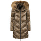 Eco-Chic Brown Down Jacket with Faux Fur Hood