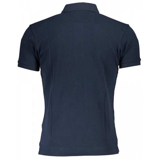Blue Cotton Men Polo Shirt