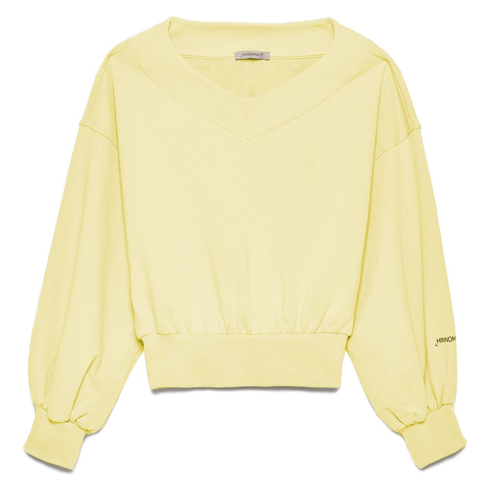 Chic Yellow V-Neck Cotton Sweatshirt