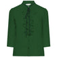 Elegant Green Crepe Blouse with Ruffle Accent