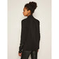 Elegant Two-Button Jacket with Faux Leather Trim