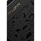 Elegant Black Floral Calfskin Shoulder Bag