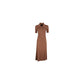 Elegant Rib Knit Long Dress with Classic Collar