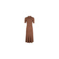 Elegant Rib Knit Long Dress with Classic Collar