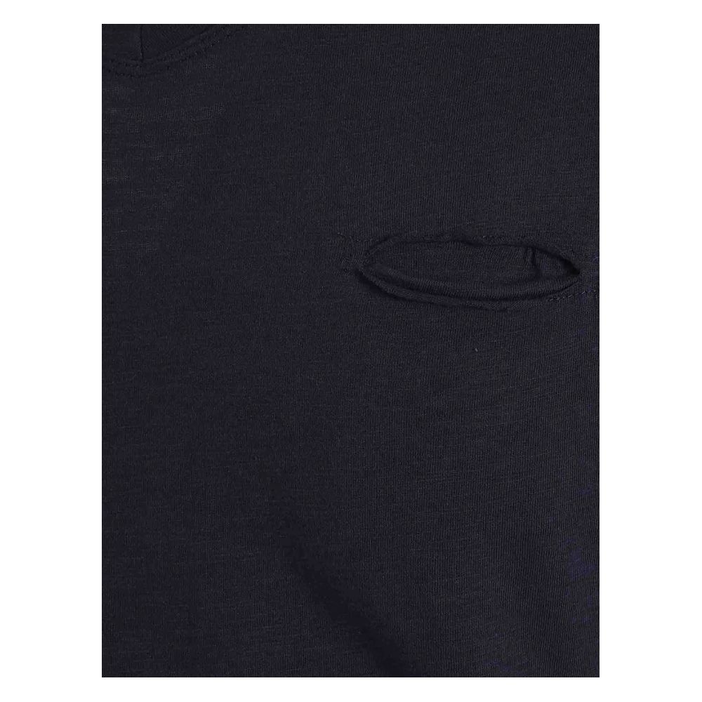 Chic V-Neck Tee with Pocket in Blue