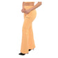 Flared High-Waist Ribbed Trousers in Orange