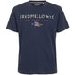 Sophisticated Blue Cotton Tee with Elegant Print