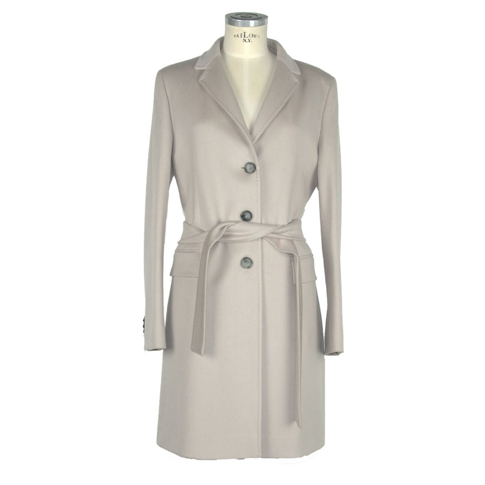 Beige Wool Elegance Belted Jacket