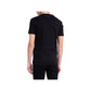 Sleek Black Cotton Tee with Bold Blue Accent