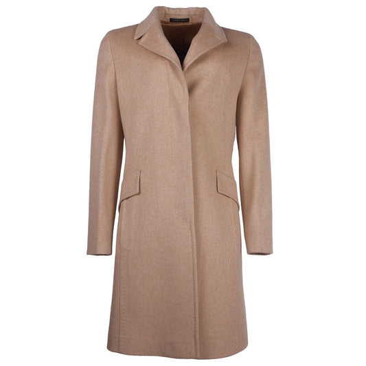 Elegant Beige Woolen Women's Coat