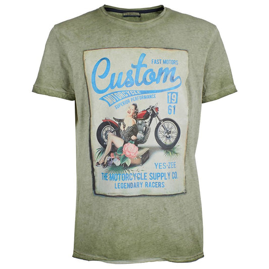Green Cotton Men T-Shirt