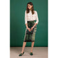 Chic Tartan Knit Skirt in Lush Green