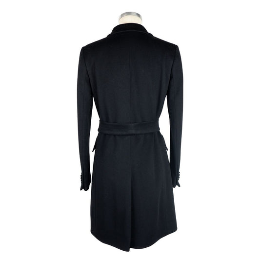 Elegant Wool Virgin Black Coat for Women