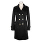 Elegant Black Woolen Coat with Gold Buttons