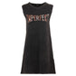Elegant Black Cotton Dress with Logo Detail