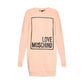 Chic Pink Sweatshirt Dress with Eco-Leather Logo