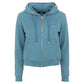 Chic Light Blue Hooded Zip Sweatshirt