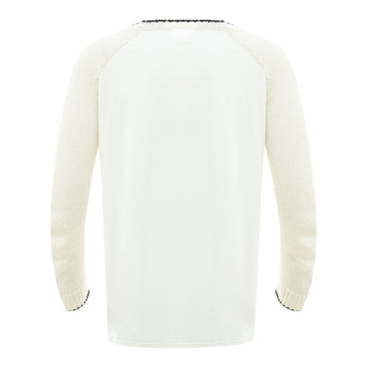 Elegant White Cotton Sweater for Men