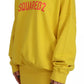 Yellow Logo Print Cotton Crewneck Pullover Sweater