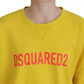 Yellow Logo Print Cotton Crewneck Pullover Sweater