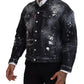 Gray Tie Dye Full Button Pockets Denim Jacket