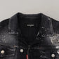 Gray Tie Dye Full Button Pockets Denim Jacket