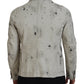 Off White Black Splash Print Casual Denim Jacket