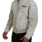Beige Plaid Full Zipper Bomber Cotton Jacket