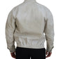 Beige Plaid Full Zipper Bomber Cotton Jacket