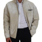 Beige Plaid Full Zipper Bomber Cotton Jacket