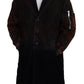 Brown Full Button Men Long Coat Cotton Jacket