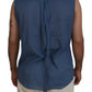 Blue Cotton Chain Embellishment Sleeveless Shirt