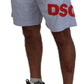 Light Blue Striped Printed Logo Print Casual Shorts
