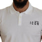 White Cotton Short Sleeves Collared T-shirt