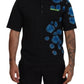 Black Cotton Short Sleeves Collared T-shirt