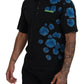 Black Cotton Short Sleeves Collared T-shirt
